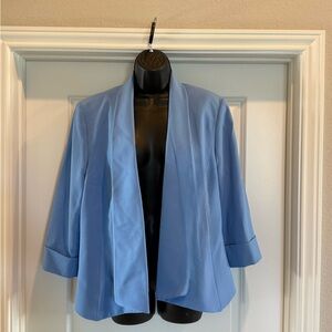 Kasper Light Blue Open Front Blazer